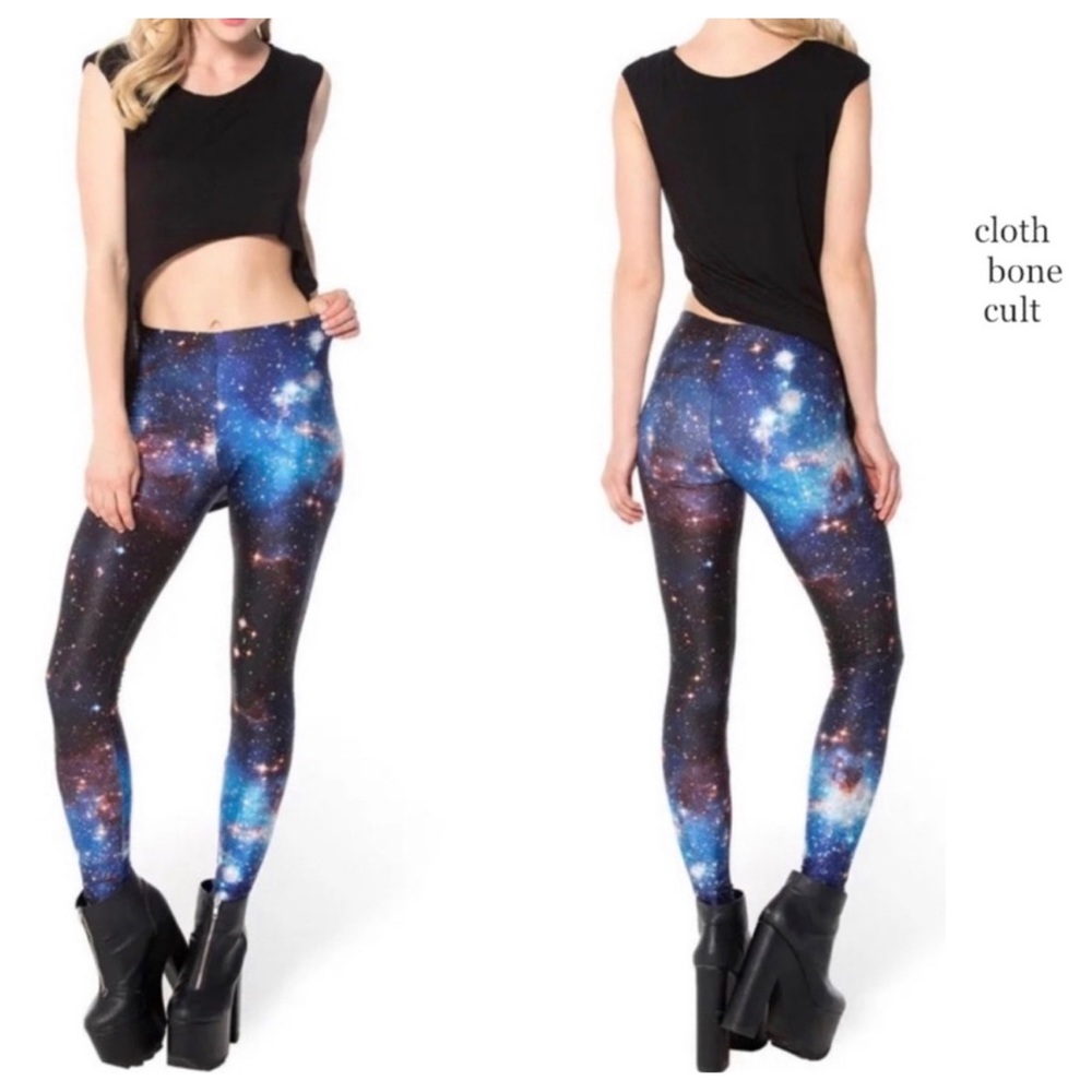 BLACKMILK Original Blue & Black Galaxy Leggings size Small